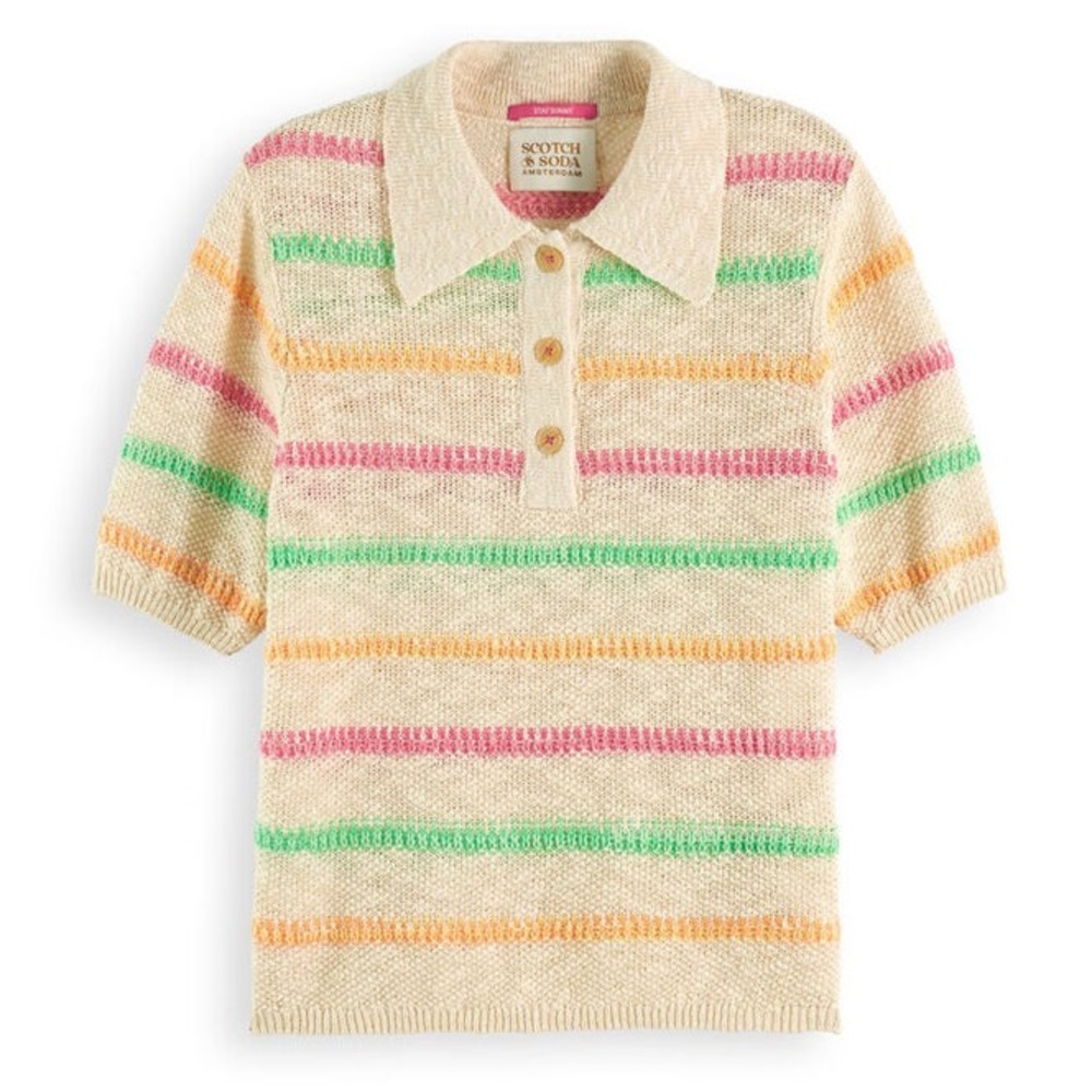 Scotch & Soda Striped Knit Sweater Short Sleeve Top